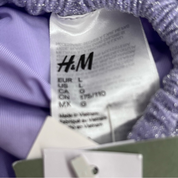 H&M Divided Lavender w/Metallic Shimmer Halter Neck/Drawstring Bikini Size XL/L - Picture 7 of 9